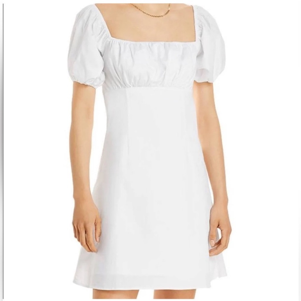 Aqua Puff Sleeve White Mini Dress (50% OFF!)